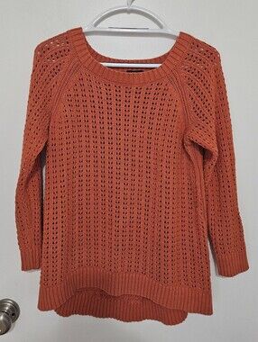 Talbots Plus Women's Open-Knit Sweater - Orange Size X